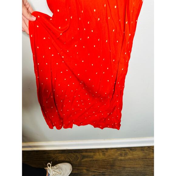 JASON WU COLLECTIVE Red Polka Dot Flutter Sleeve V-Neck Midi Dress Size 2 - Picture 11 of 15